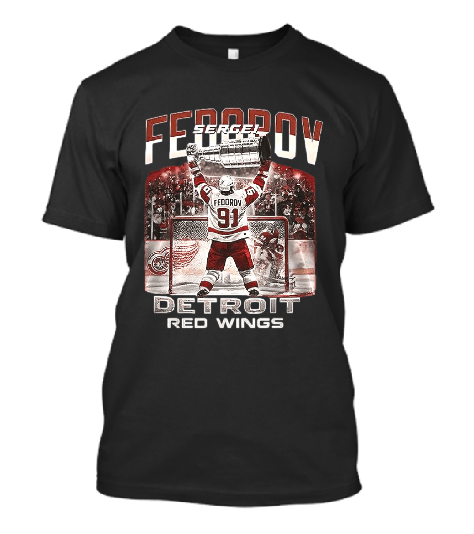 Sergei Fedorov 91 Detroit Red Wings Stanley Cup Victory Celebration T-Shirt