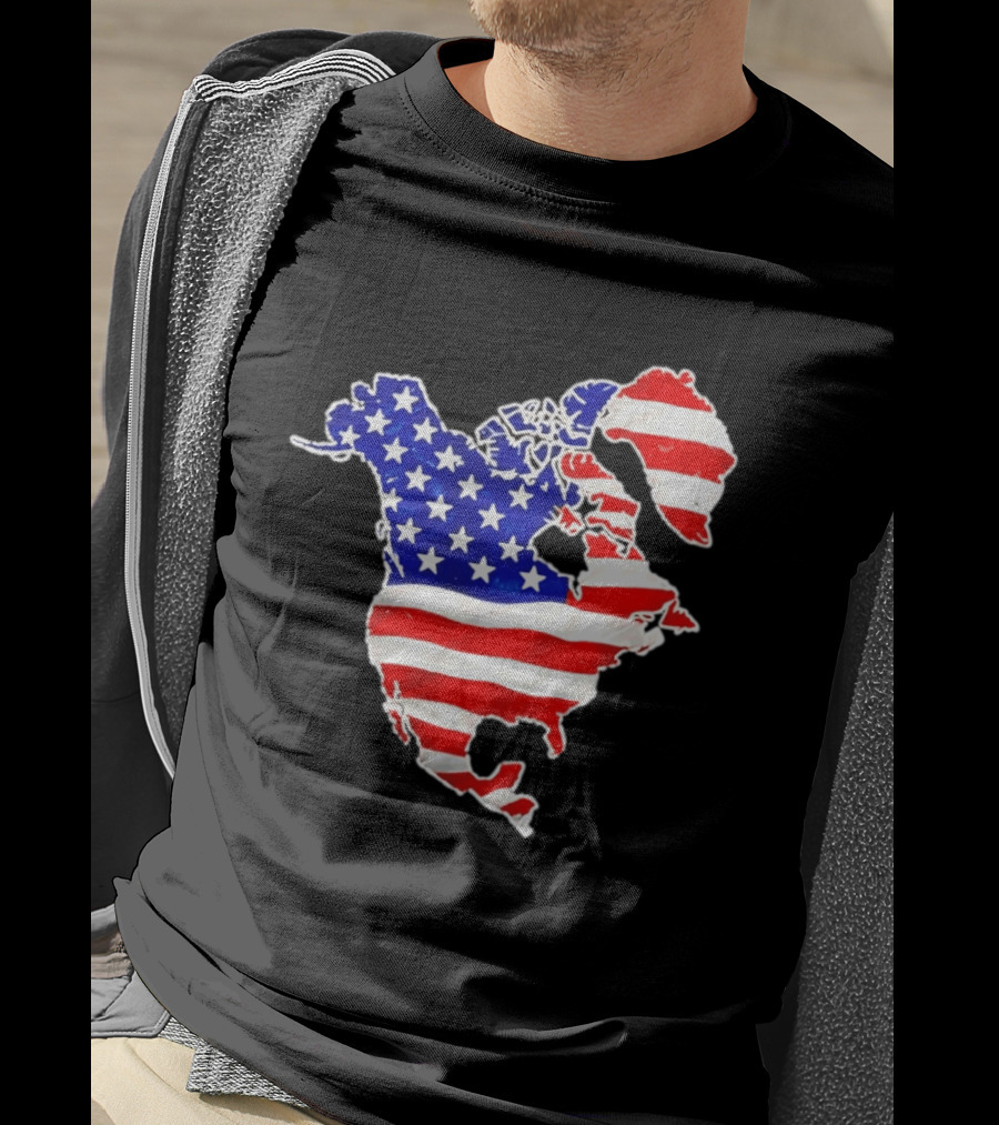 North America US Flag Continent Map Stars And Stripes T-Shirt