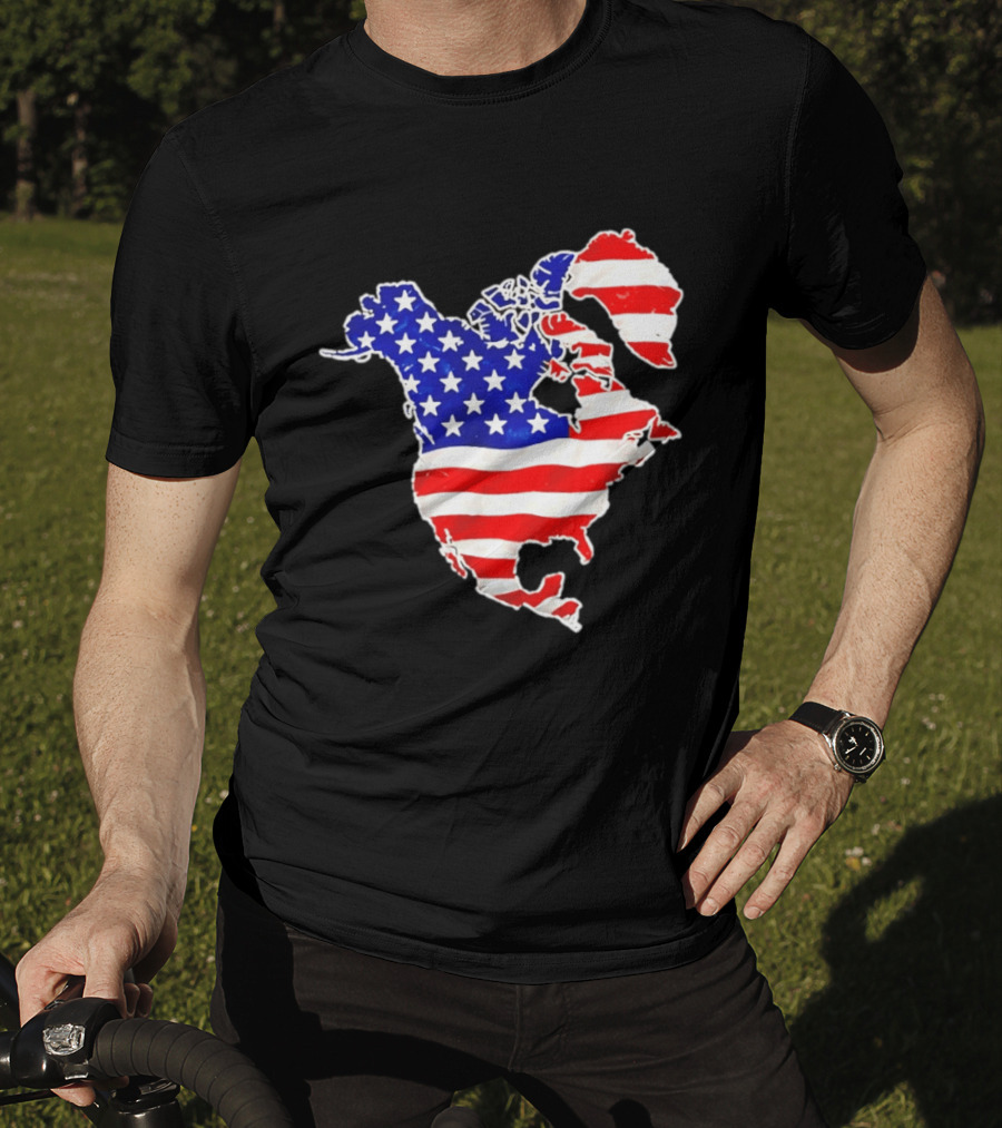 North America US Flag Continent Map Stars And Stripes T-Shirt