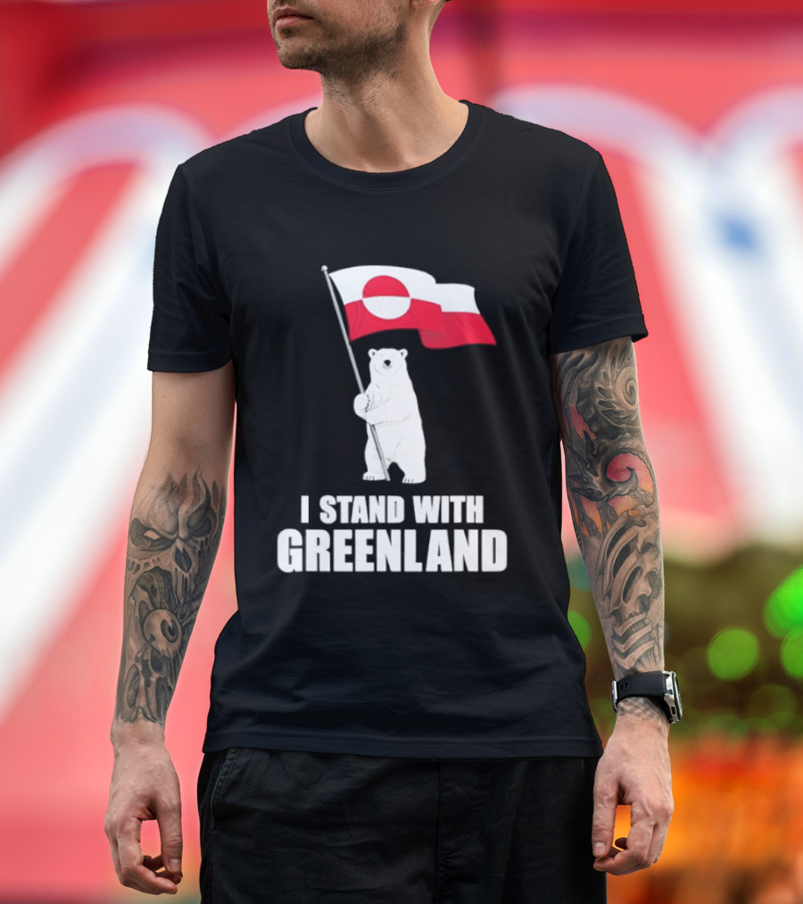 I Stand With Greenland Flag Bear Polar Pride Kalaallit Greenlanders T-Shirt