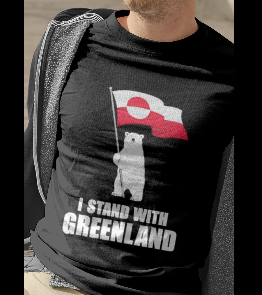I Stand With Greenland Flag Bear Polar Pride Kalaallit Greenlanders T-Shirt