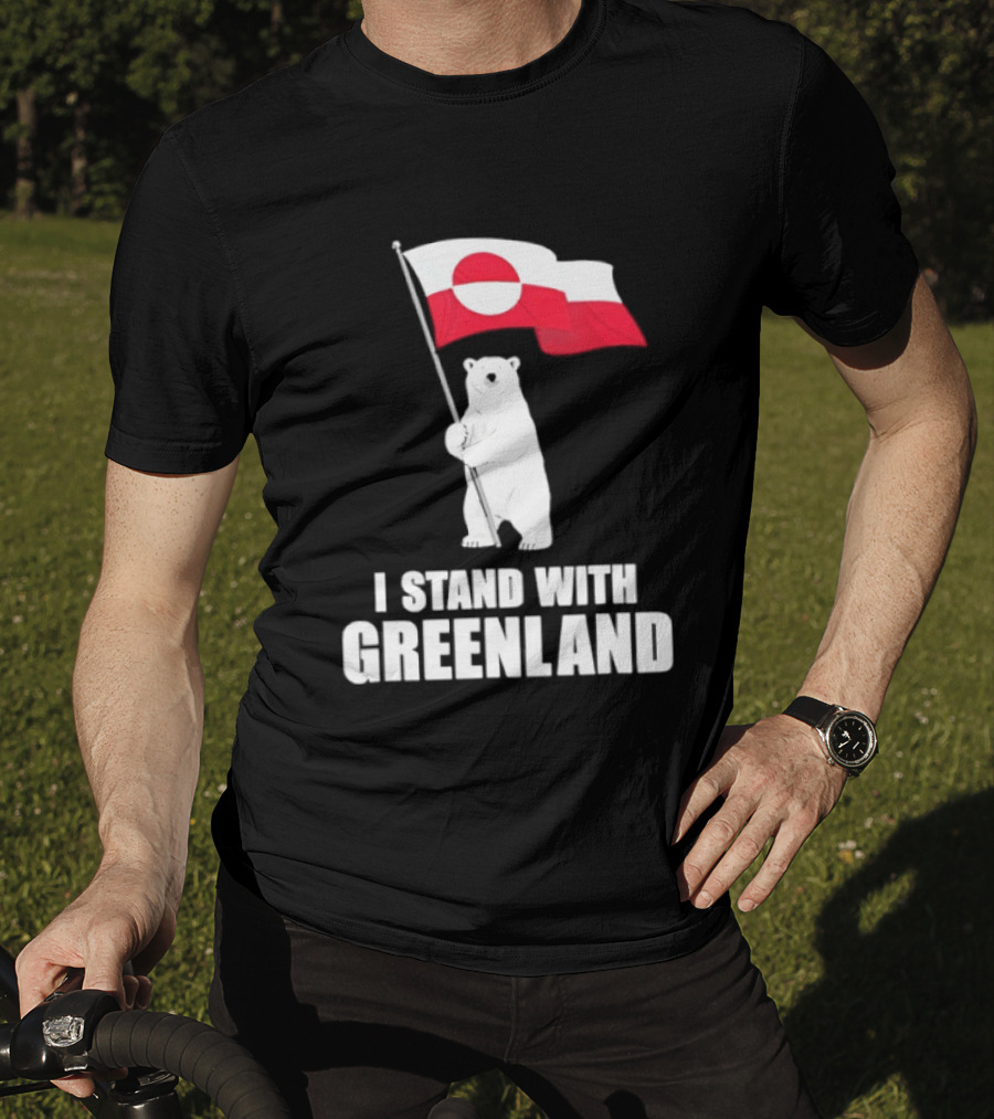 I Stand With Greenland Flag Bear Polar Pride Kalaallit Greenlanders T-Shirt