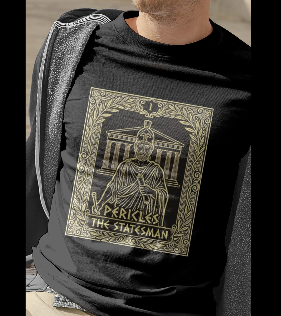 Pericles The Statesman Tarot Card Ancient Greece Roman Helmet Greek Columns T-Shirt