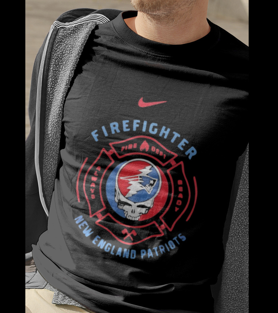 Nike Firefighter New England Patriots Grateful Dead T-Shirt