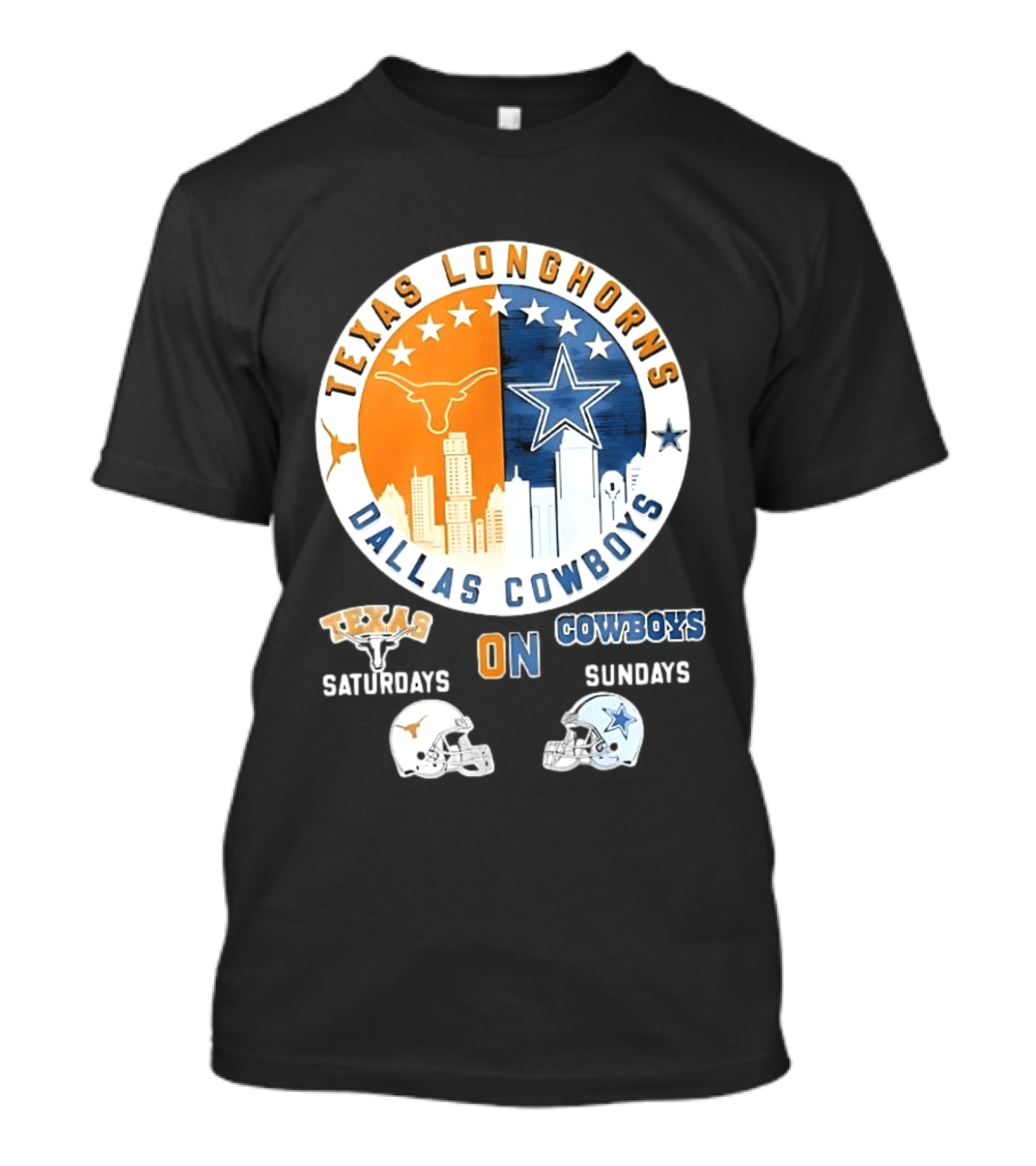 Texas Longhorns Dallas Cowboys Saturdays Sundays Football Rivalry Mashup T-Shirt