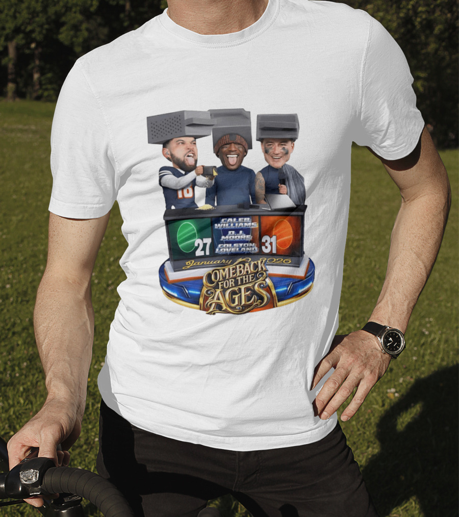 January 2026 Caleb Williams Colston Loveland DJ Moore Cheese Grater Caricature Comeback For The Ages T-Shirt
