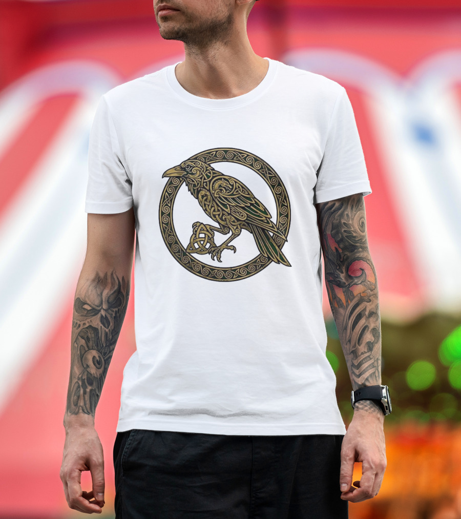Celtic Raven Knot Northern Mythology Symbol With Intricate Viking T-Shirt