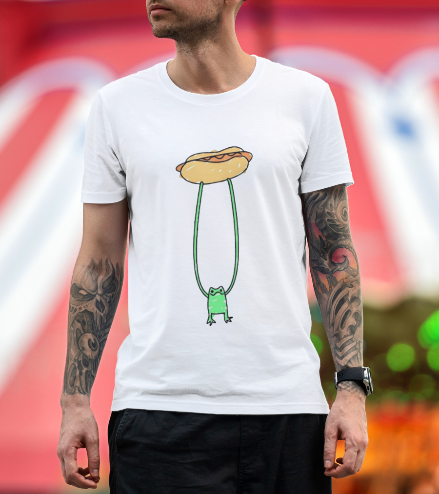 Hot Dog Frog Long Legged Humor Quirky T-Shirt