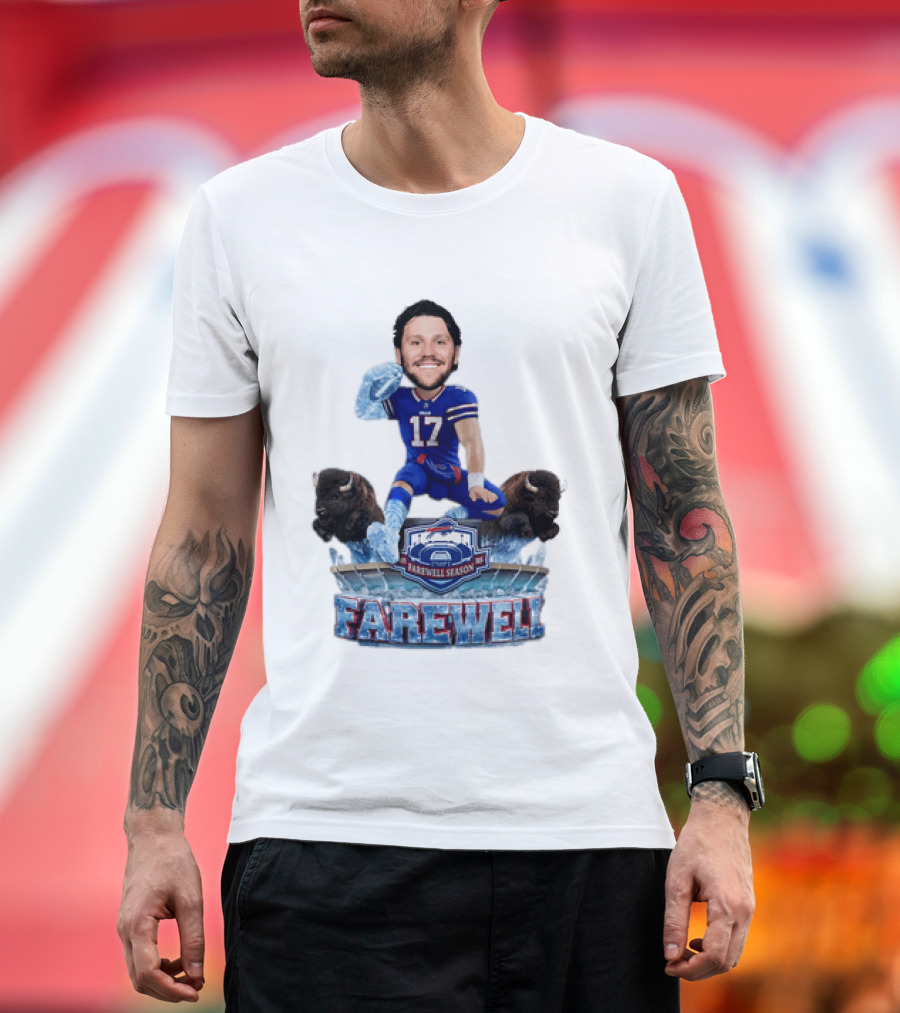 Buffalo Bills Josh Allen Hurdle Farewell Season Highmark Stadium Caricature T-Shirt