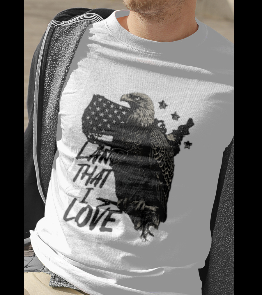 Land That I Love Eagle With American Flag And Stars T-Shirt