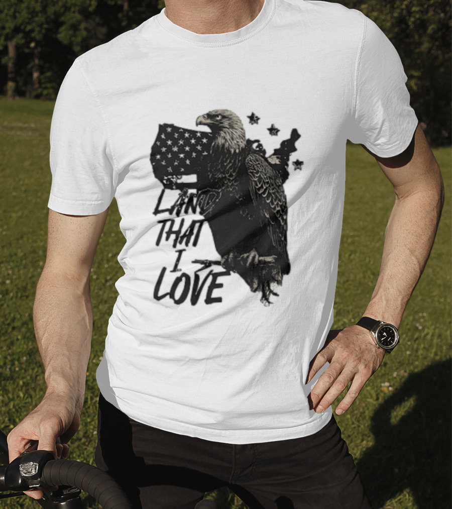 Land That I Love Eagle With American Flag And Stars T-Shirt