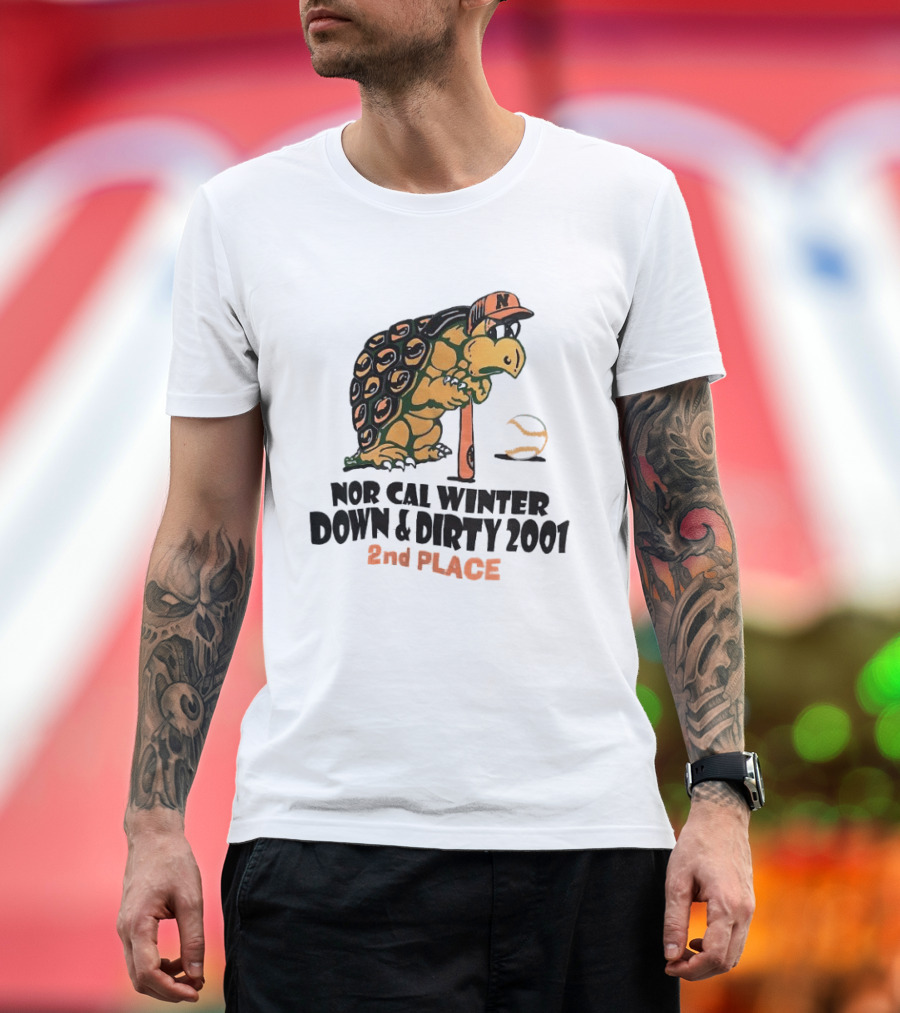 Nor Cal Winter Down And Dirty 2001 2nd Place Turtle Bat And Ball T-Shirt