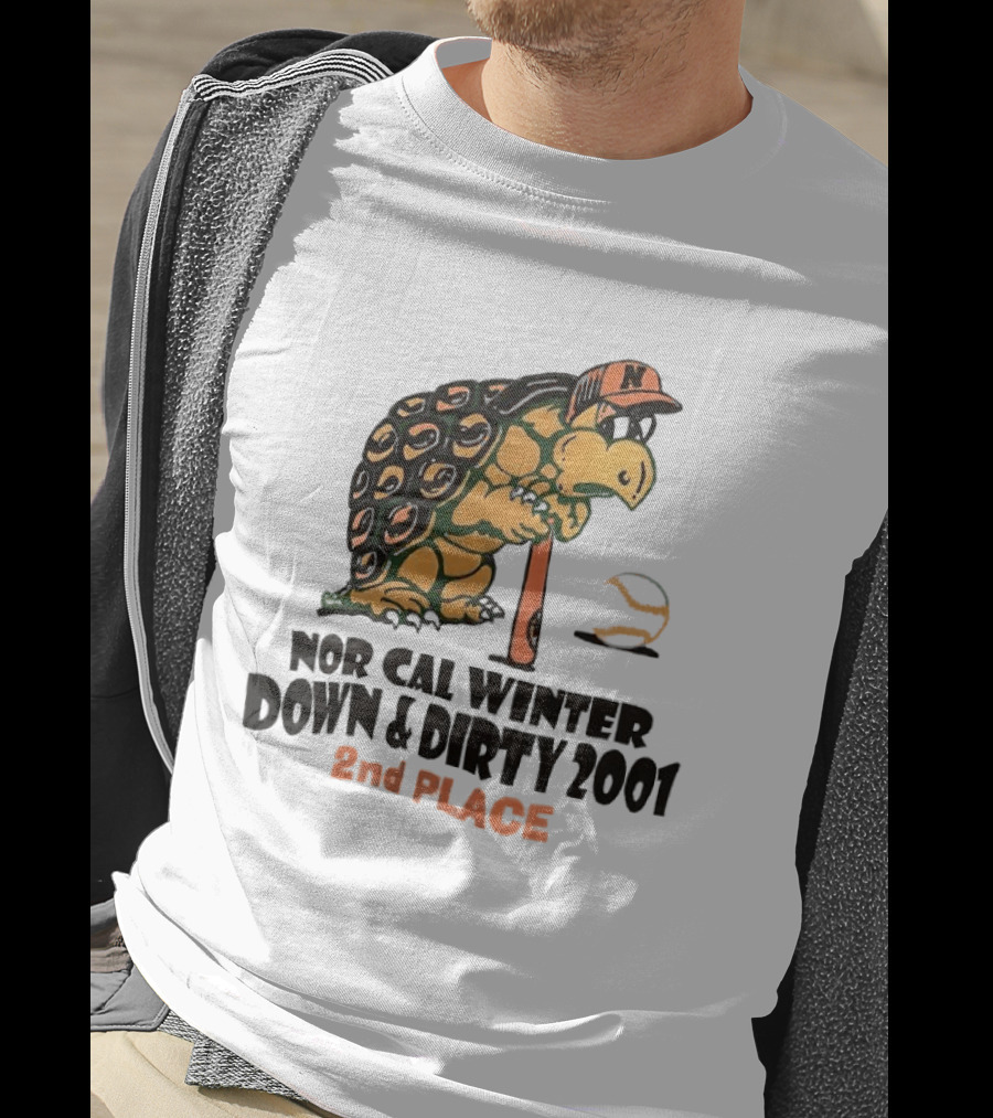 Nor Cal Winter Down And Dirty 2001 2nd Place Turtle Bat And Ball T-Shirt