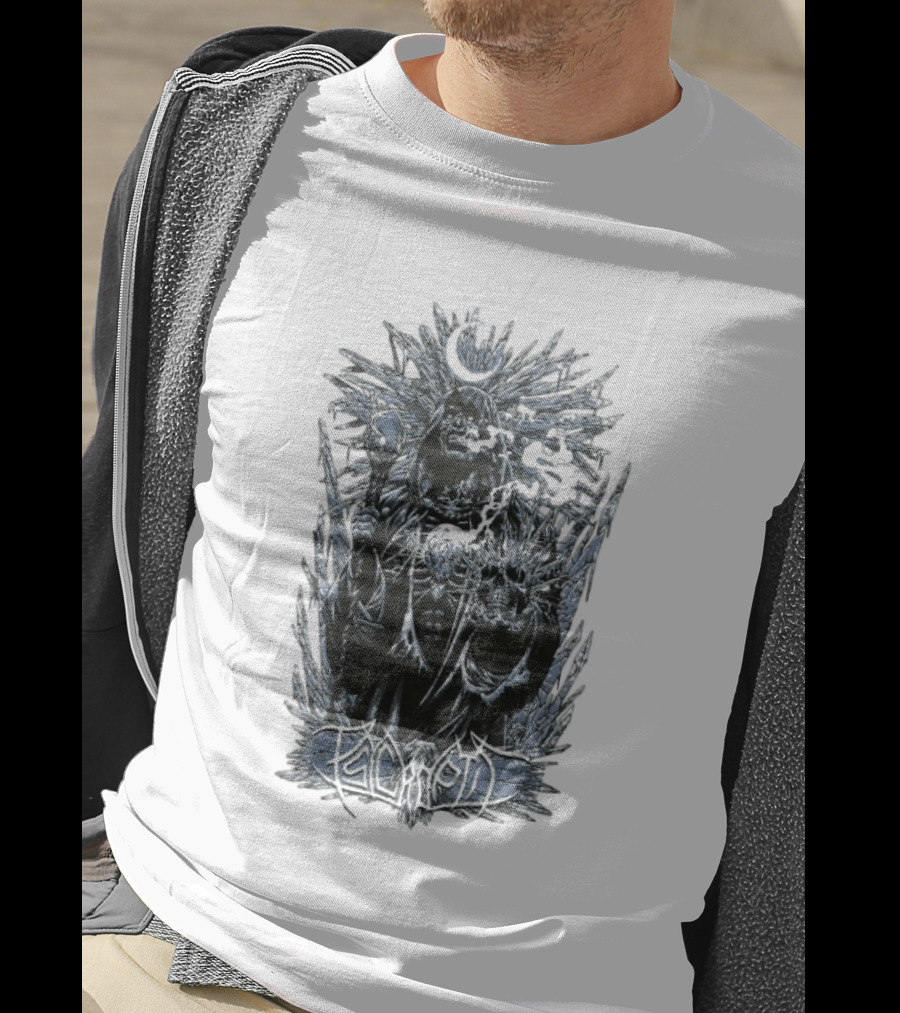 Psycroptic Ice Demon Moonlit Sorcerer Holding Crystal Staff And Skull T-Shirt