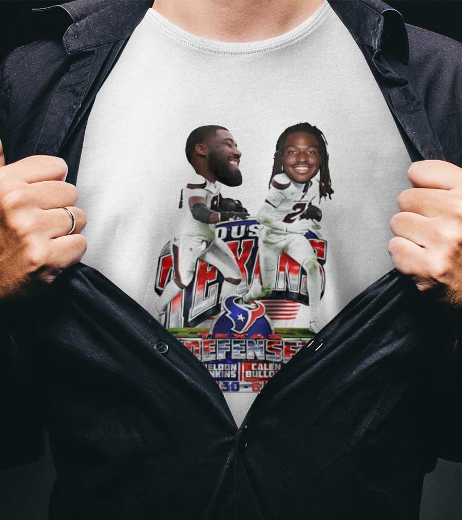 Houston Texans Defense Sheldon Rankins Calen Bullock Wild Card Gamebreaker Caricature T-Shirt