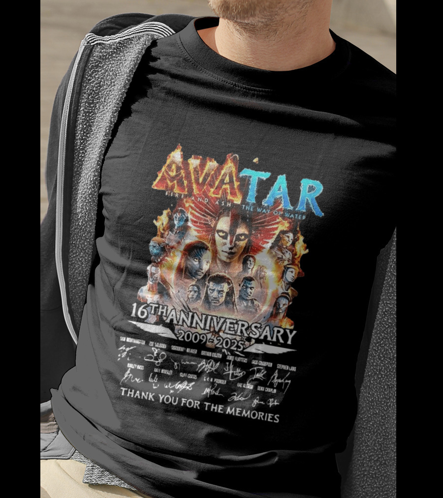 Avatar Fire And Ash The Way Of Water 16th Anniversary 2009 2025 Thank You For The Memories T-Shirt