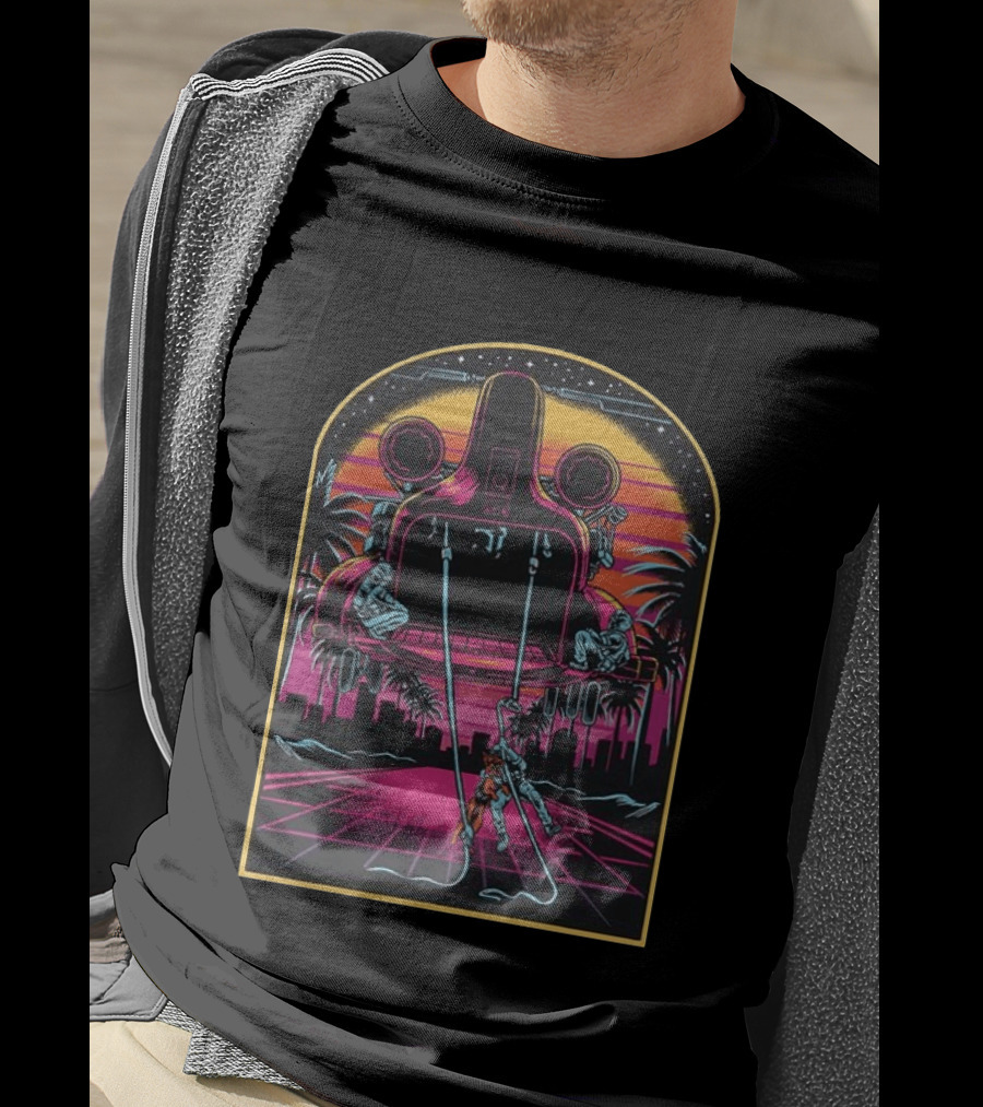 Canine Assault Futurism Cyber Retro Helicopter Adventure T-Shirt