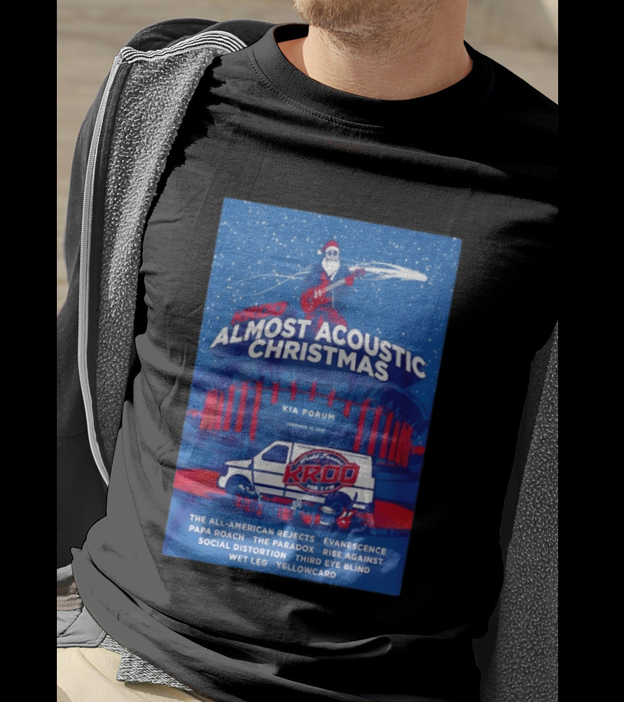 KROQ Almost Acoustic Christmas December 13 2025 Los Angeles Bands Lineup Santa T-Shirt