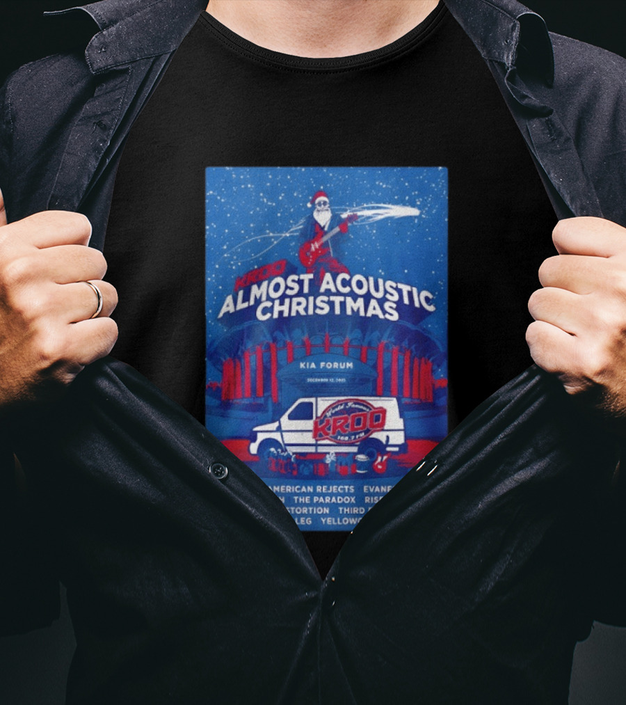 KROQ Almost Acoustic Christmas December 13 2025 Los Angeles Bands Lineup Santa T-Shirt
