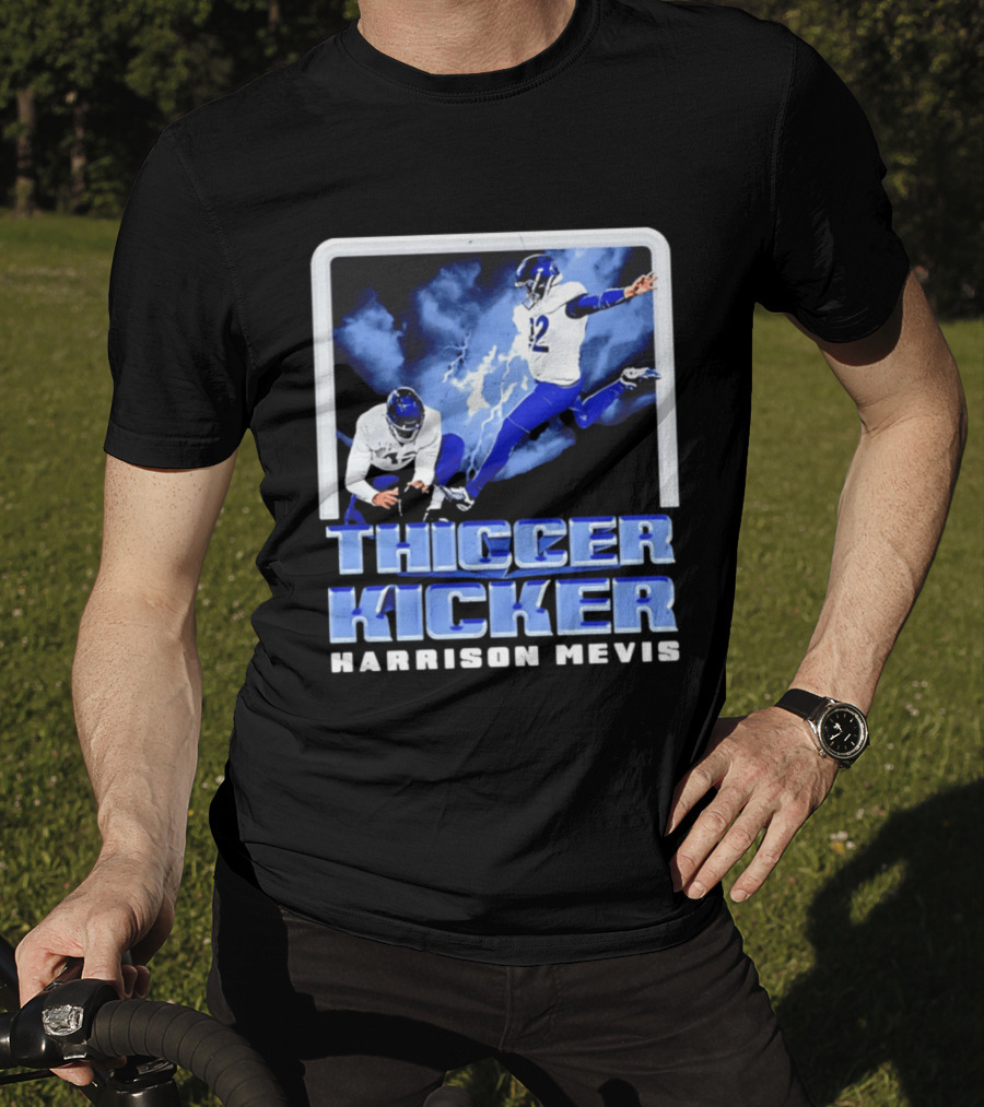 Harrison Mevis Thiccer Kicker Lightning Football Action T-Shirt