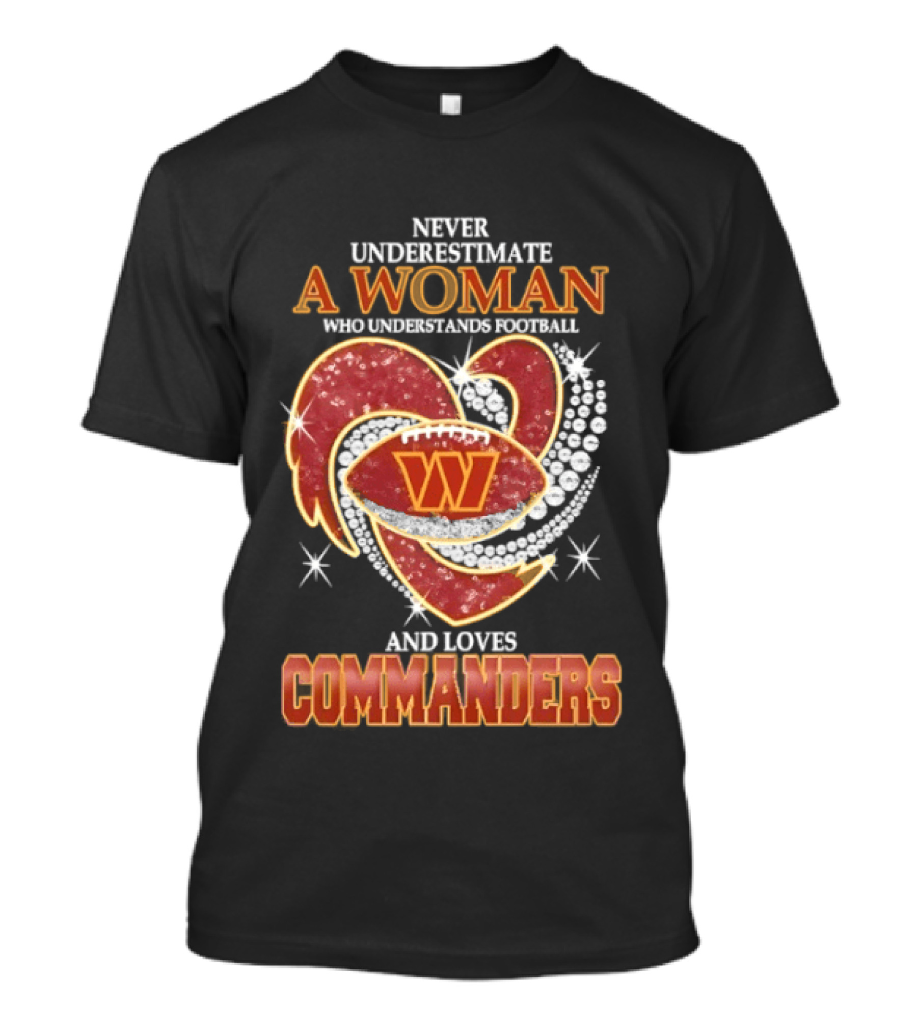 Never Underestimate A Woman Who Understands Football And Loves Commanders T-Shirt