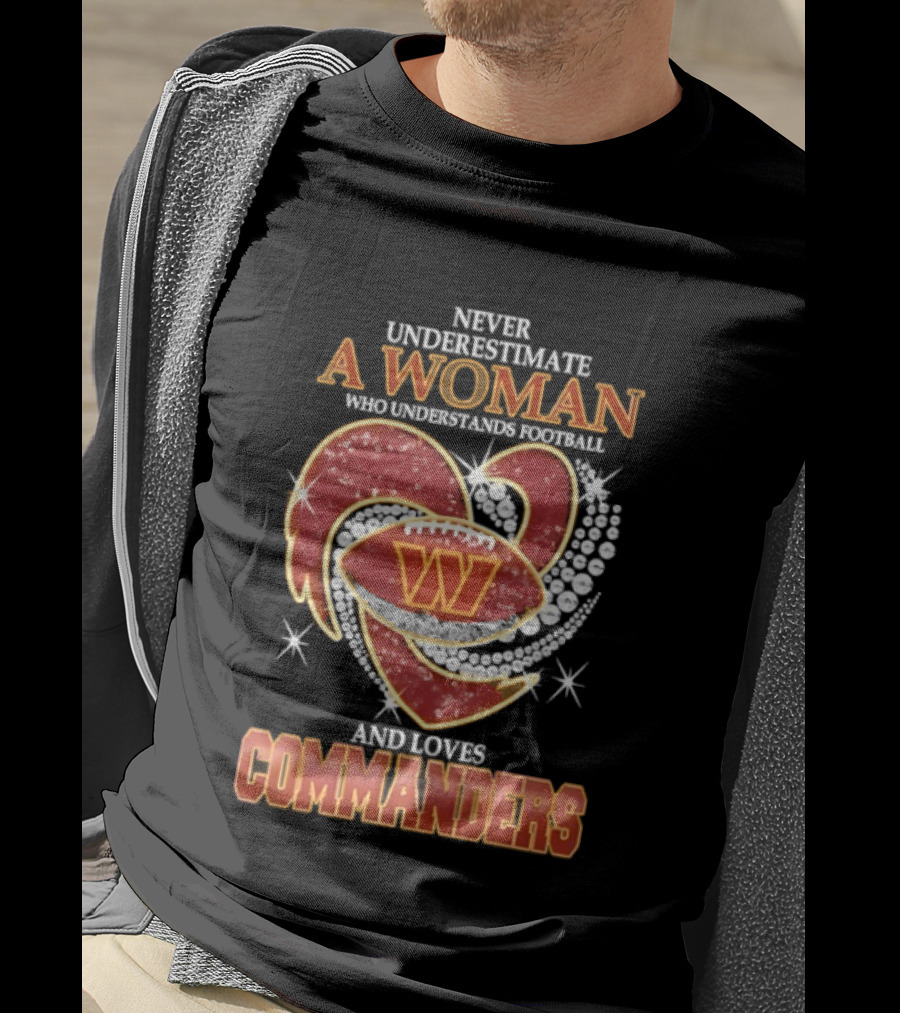 Never Underestimate A Woman Who Understands Football And Loves Commanders T-Shirt