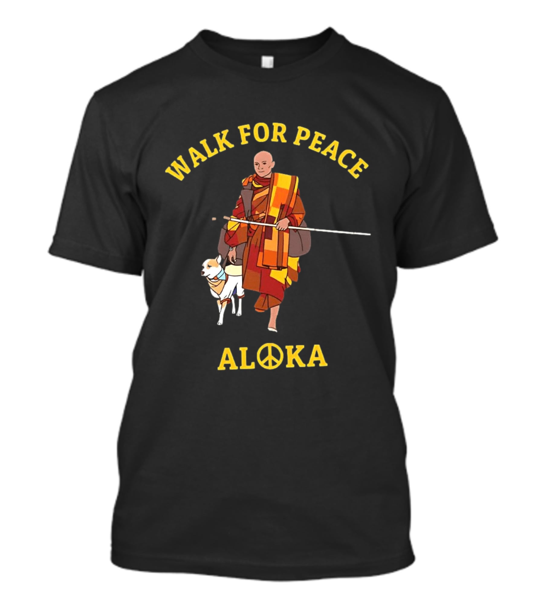 Walk For Peace Monk With Aloka And Dog T-Shirt
