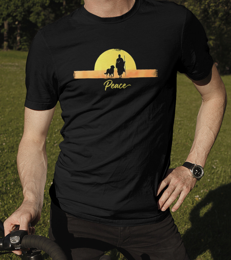 Sunset Walk For Peace Monks And Aloka Dog T-Shirt