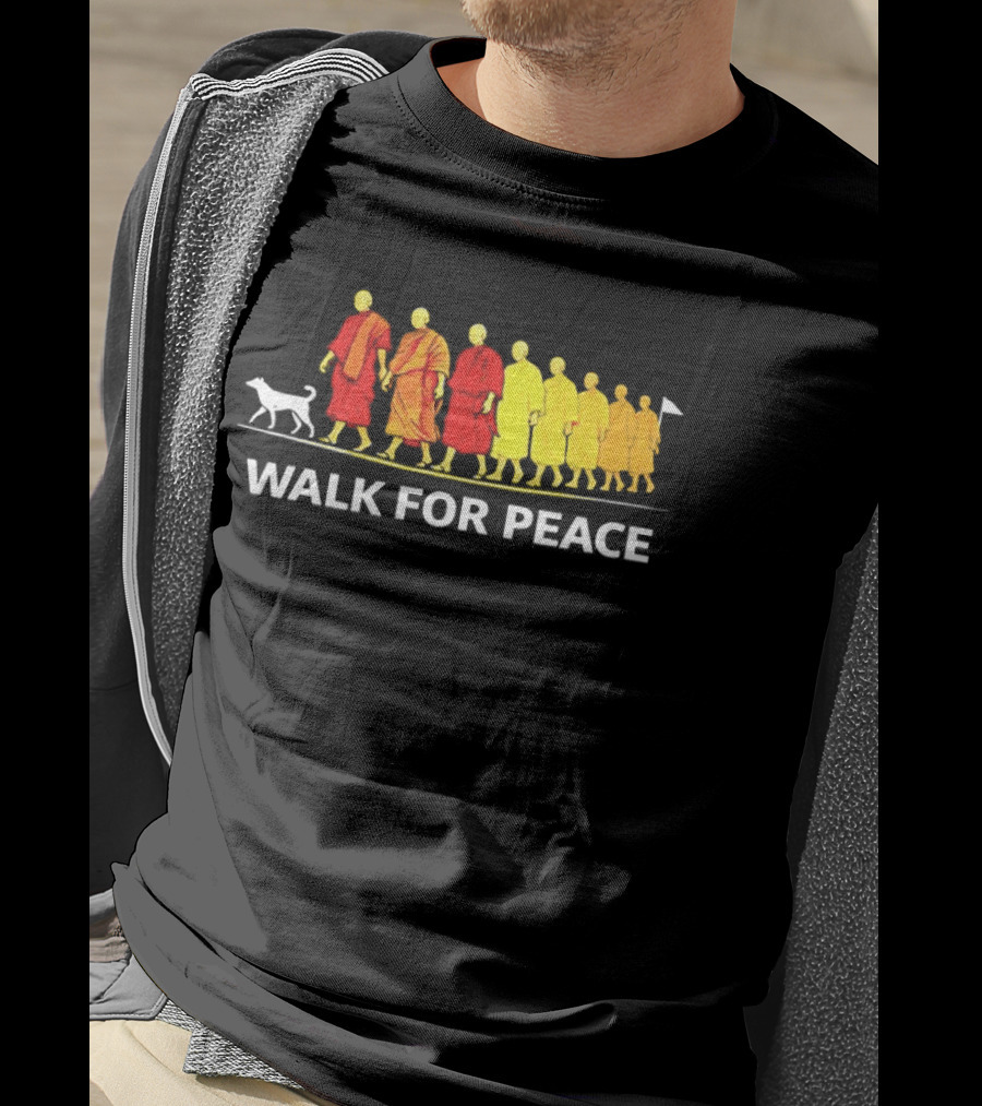 Walk For Peace Of Dog And Monks Pilgrimage Iconic Procession T-Shirt
