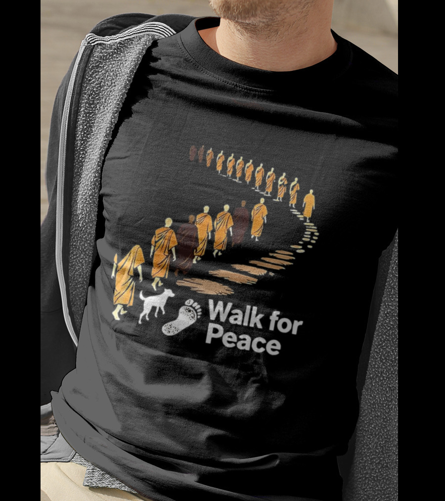 Monks And Dog Walk For Peace Pathway T-Shirt