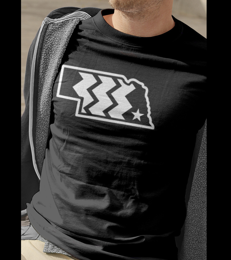 Throwback Converse Nebraska State Iconic Chevron Map Star T-Shirt