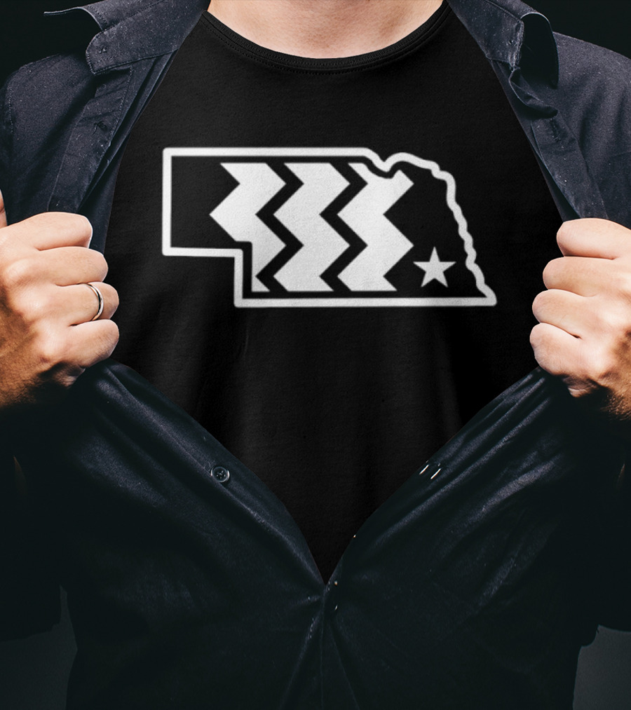 Throwback Converse Nebraska State Iconic Chevron Map Star T-Shirt