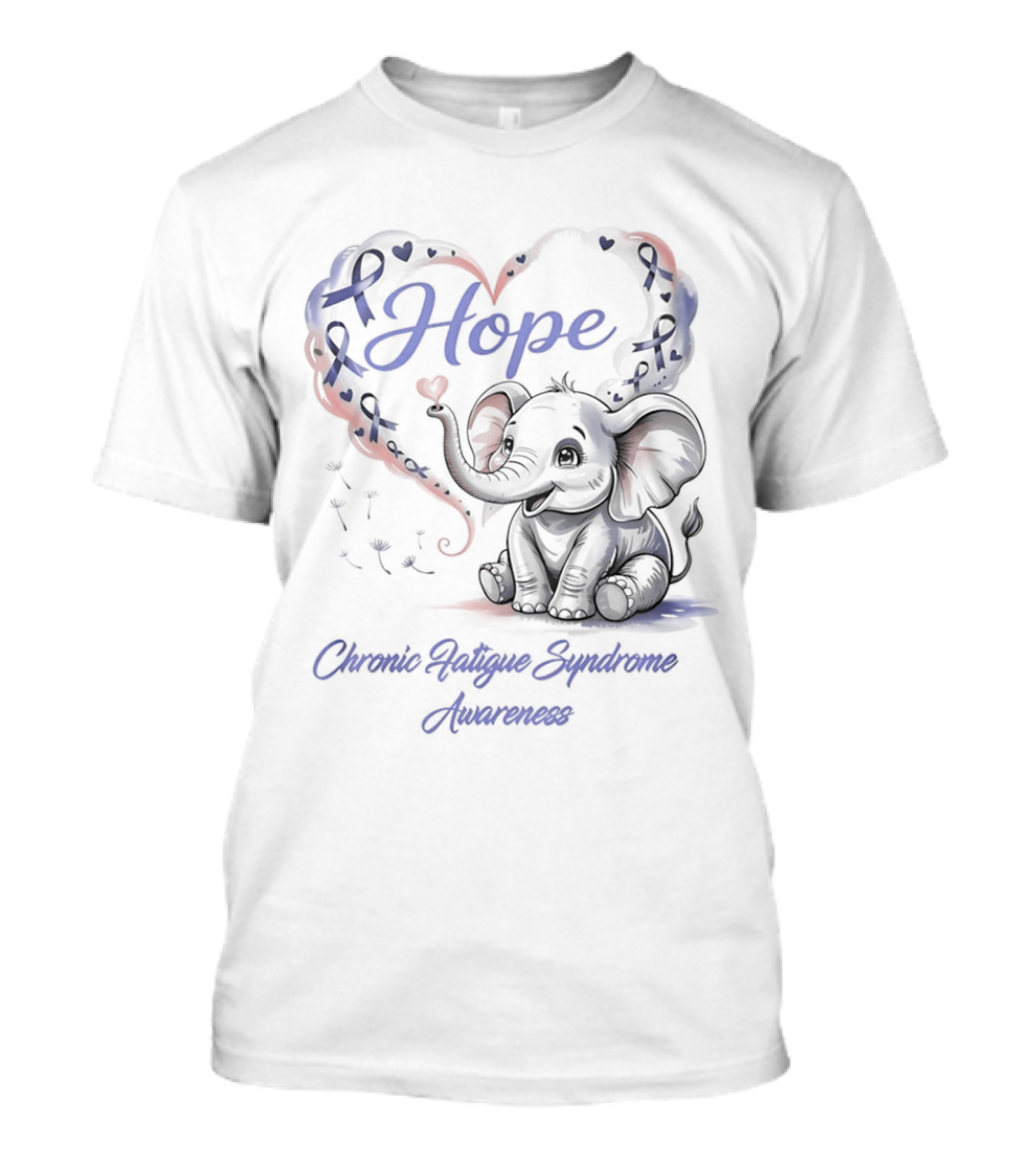 Elephant Hope Heart Chronic Fatigue Syndrome Awareness T-Shirt