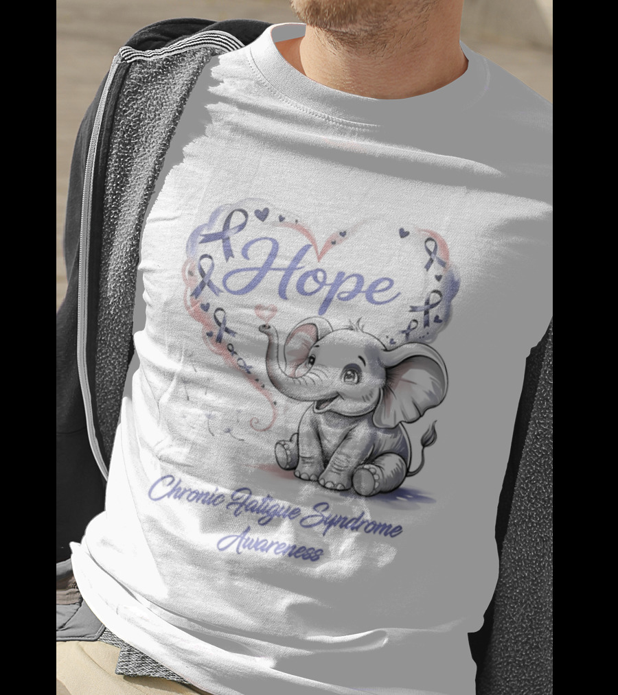 Elephant Hope Heart Chronic Fatigue Syndrome Awareness T-Shirt
