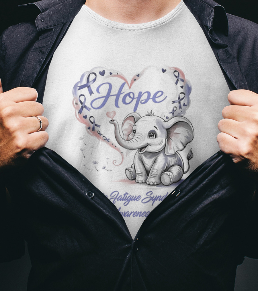 Elephant Hope Heart Chronic Fatigue Syndrome Awareness T-Shirt