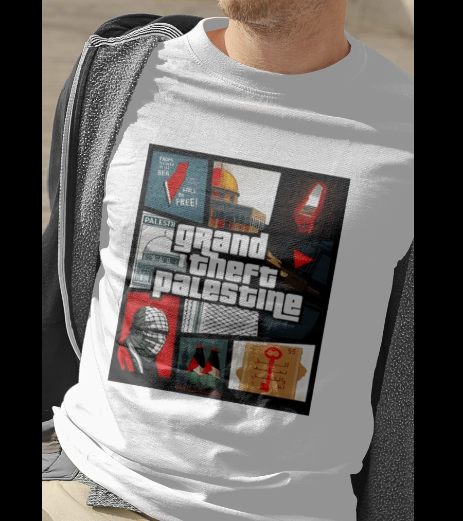Grand Theft Palestine Dome Of The Rock Sea To Sea Free Palestine RPG Key 55 Flag Cover T-Shirt