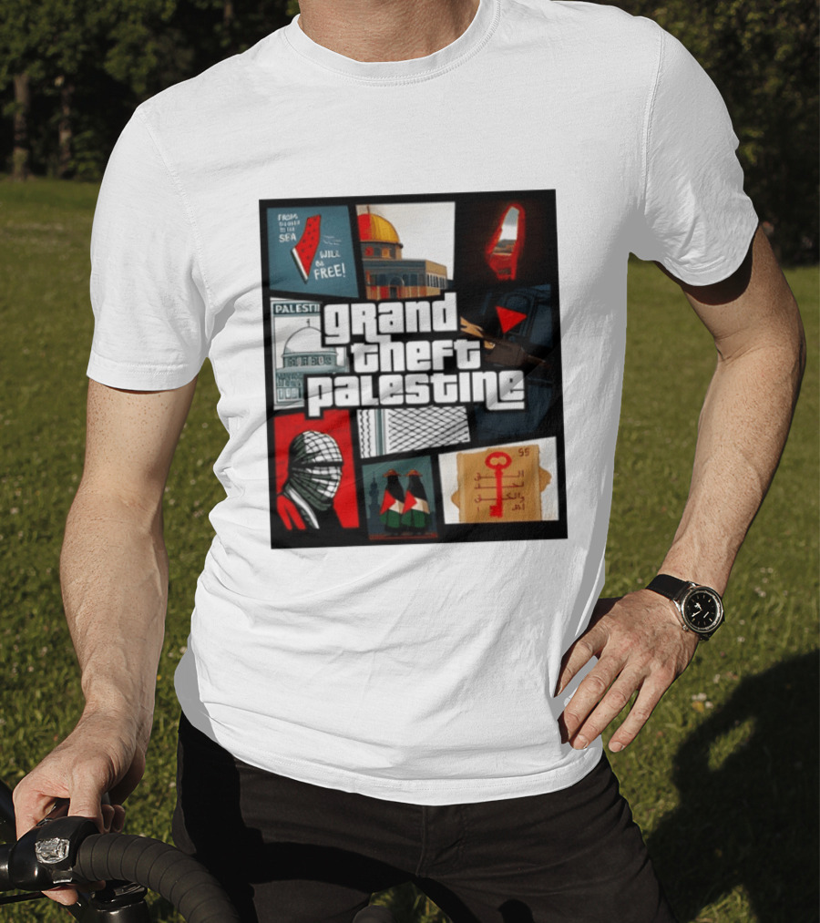 Grand Theft Palestine Dome Of The Rock Sea To Sea Free Palestine RPG Key 55 Flag Cover T-Shirt