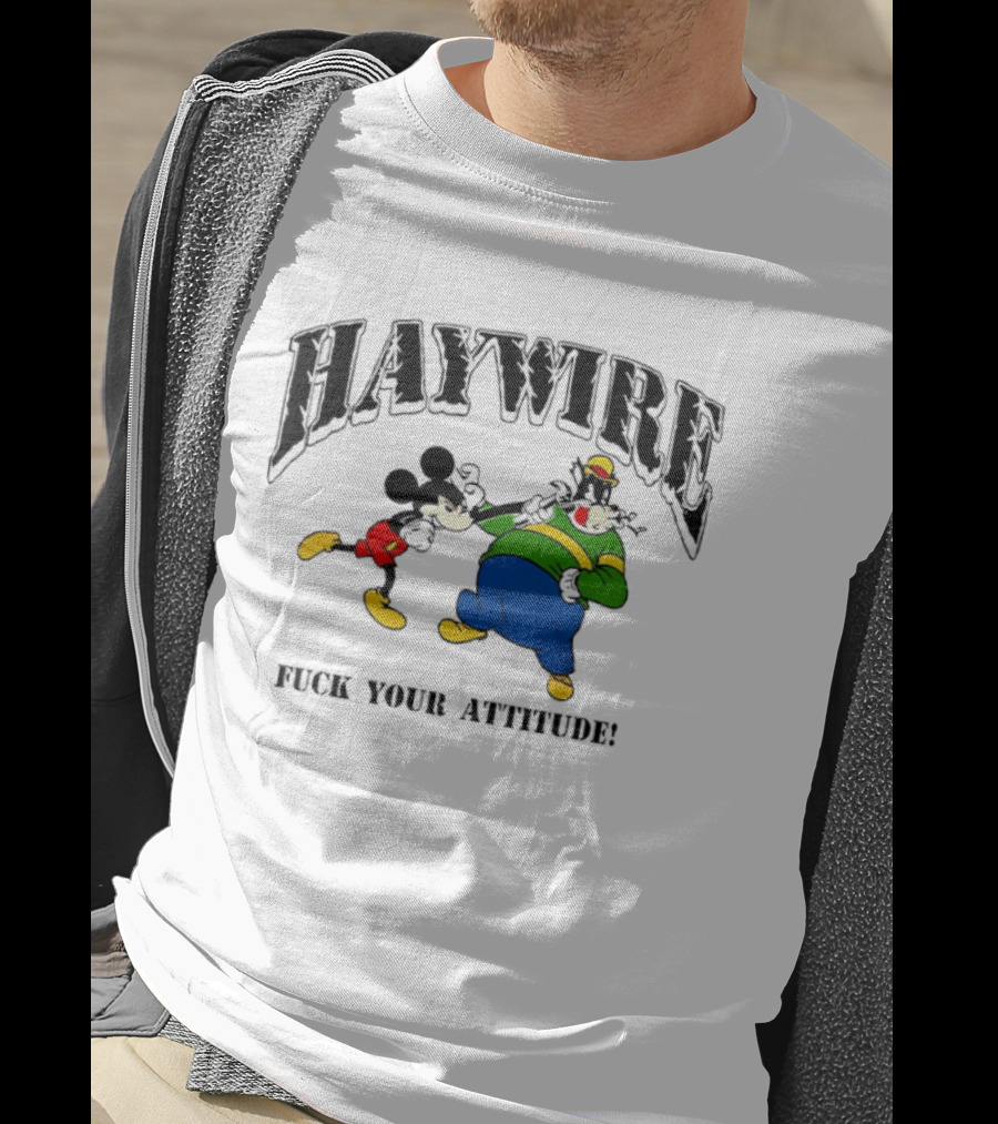 Haywire Fuck Your Attitude Mickey Mouse Comic T-Shirt