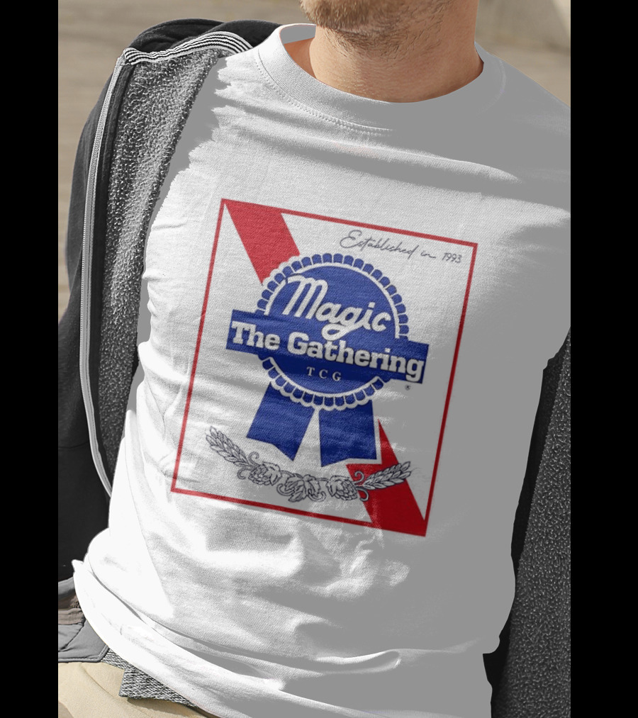 Magic The Gathering Pabst Established 1993 Vintage Style Ribbon T-Shirt