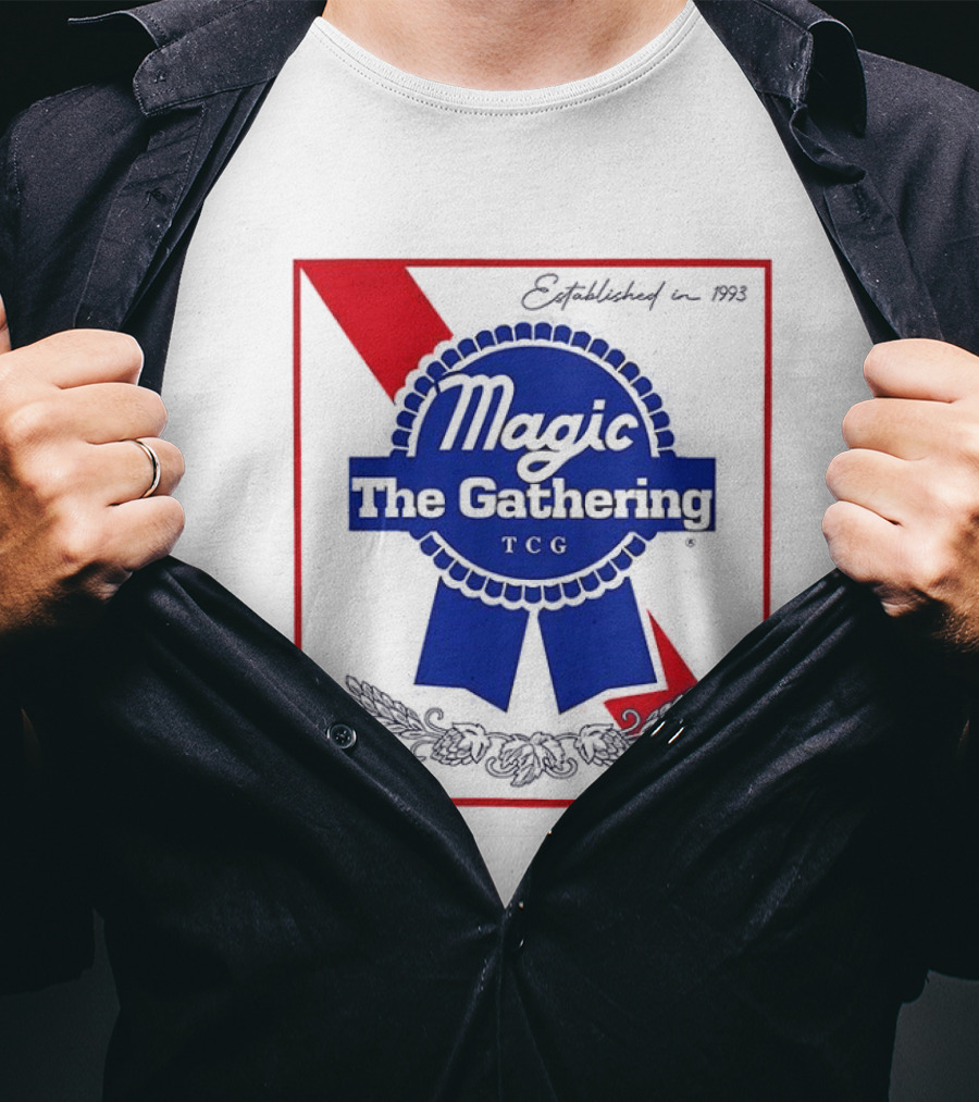 Magic The Gathering Pabst Established 1993 Vintage Style Ribbon T-Shirt