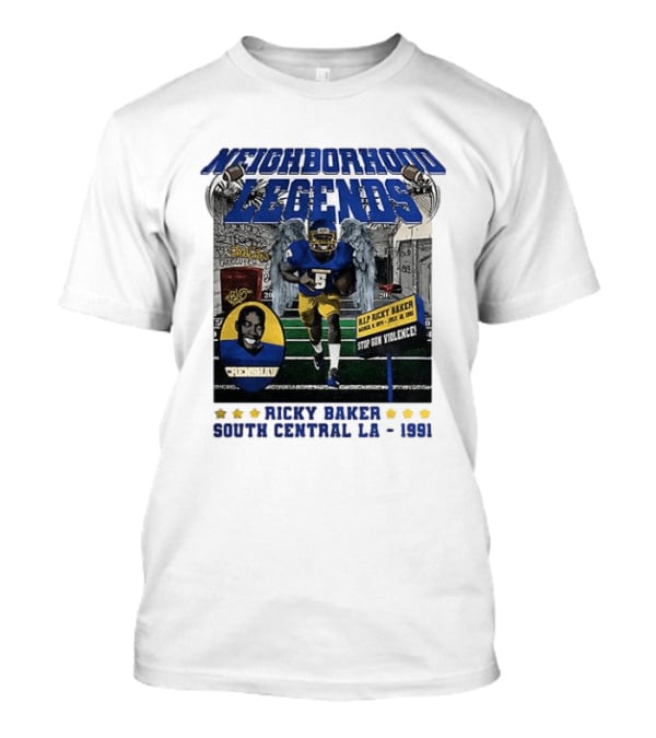 Neighborhood Legends Crenshaw Ricky Baker Stop Gun Violence South Central LA 1991 T-Shirt