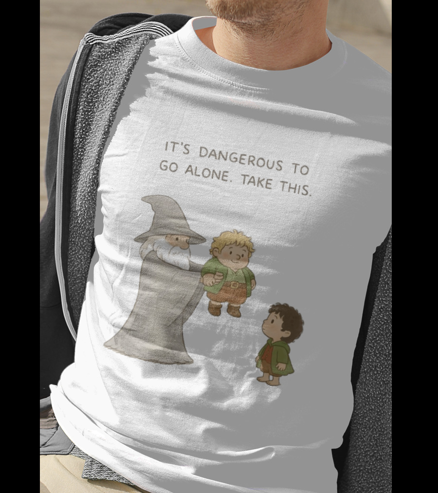 The Lord Of The Rings Gandalf Frodo Baggins It's Dangerous To Go Alone Take This T-Shirt