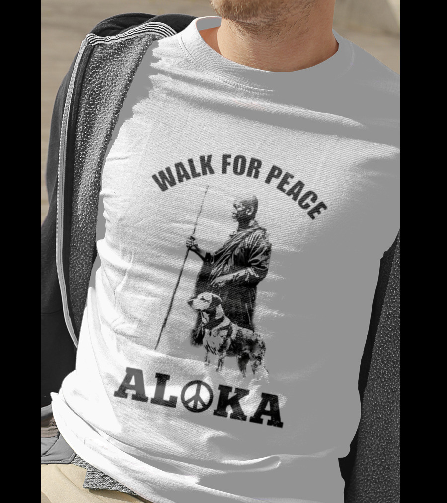 Walk For Peace Aloka Dog And Monks Sketch T-Shirt