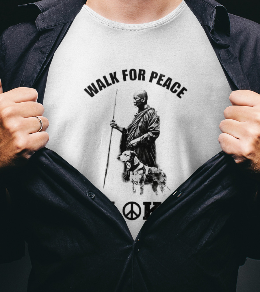 Walk For Peace Aloka Dog And Monks Sketch T-Shirt