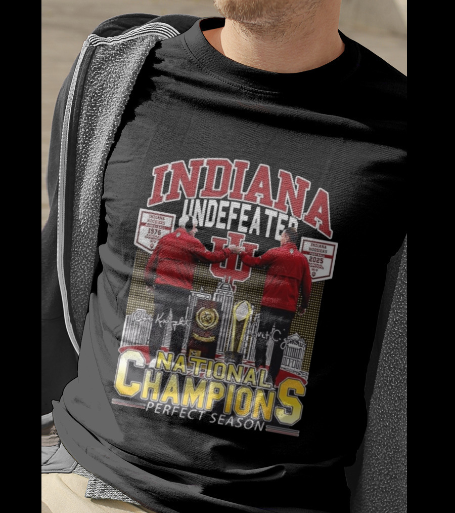 Indiana Hoosiers Undefeated Perfect Season National Champions 1976 2025 Basketball History T-Shirt