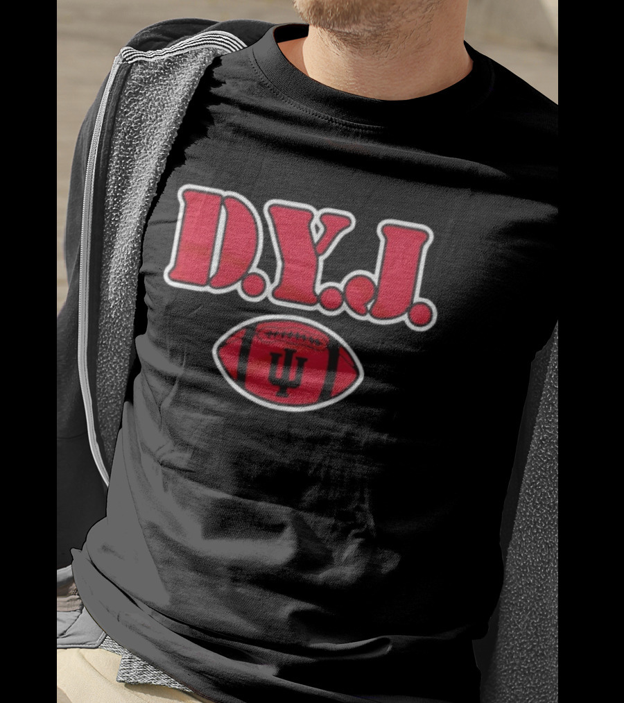 Indiana University Football D.Y.J. IU Logo Red Football T-Shirt