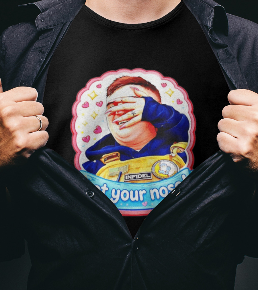 Infidel Got Your Nose Funny Cartoon Patch With Hearts And Stars T-Shirt