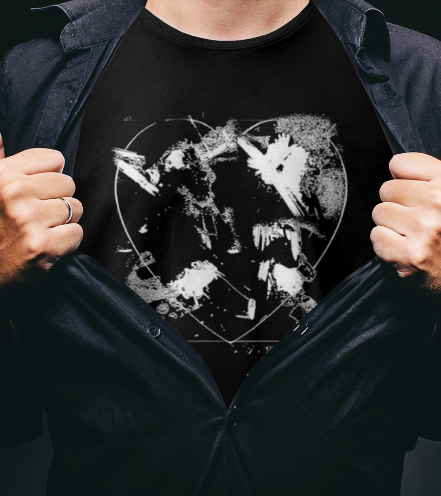 Jr Heart Black Distressed Scribble T-Shirt