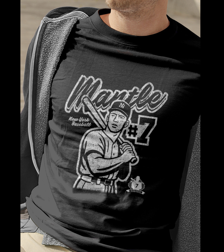 Mickey Mantle New York Yankees #7 Vintage Baseball T-Shirt