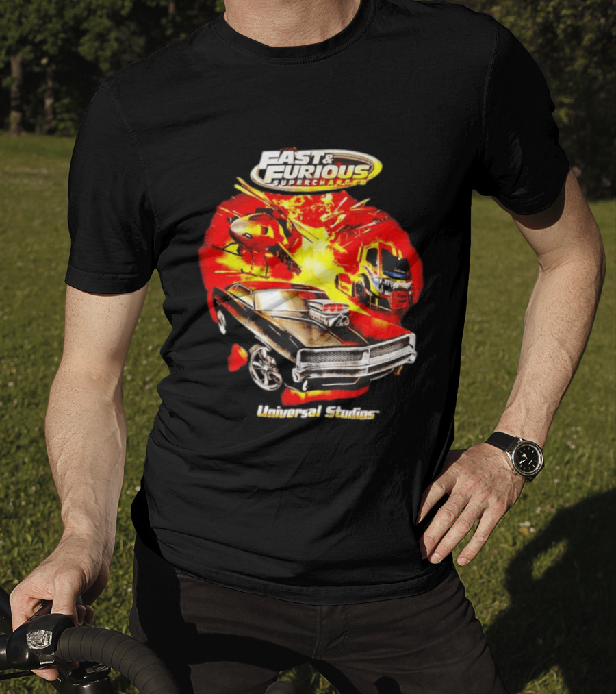 Fast & Furious Supercharged Car Explosion Universal Studios T-Shirt